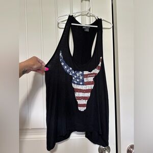 Women’s American flag bull horn tank. Size small